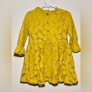 New Genuine Kids from Oshkosh Girls Mustard Yellow Embroidered Dress 4T Floral